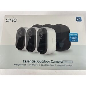 SEALED Arlo Essential 2K (2nd Generation) Security Camera – White (3 Pack)